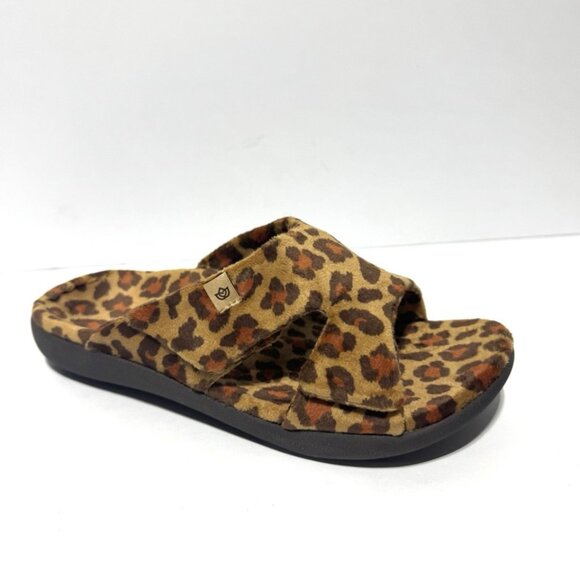 Waco Shoes - Waco Women’s Kholo Visa Slipper Tan Leopard Size 6.5D